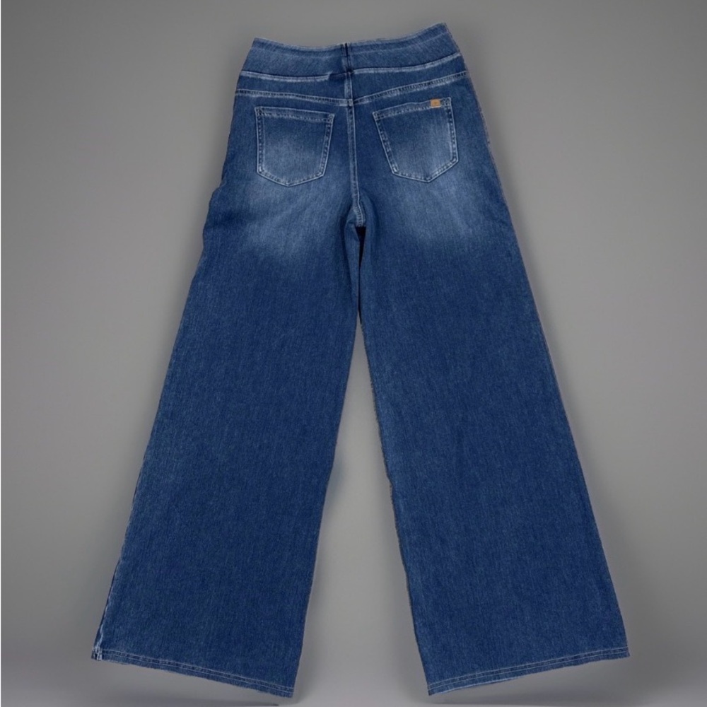 Halara High-Waisted Wide Leg Flex Denim Jeans Medium Wash Blue Size S Regular - Picture 2 of 11